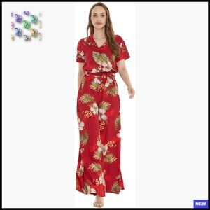 Wide Leg Jumpsuit with Pockets Chic Tropical Rayon Flowy Vacation Wear